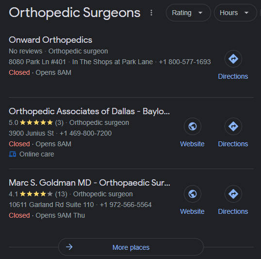 Orthopedic surgeons Dallas
